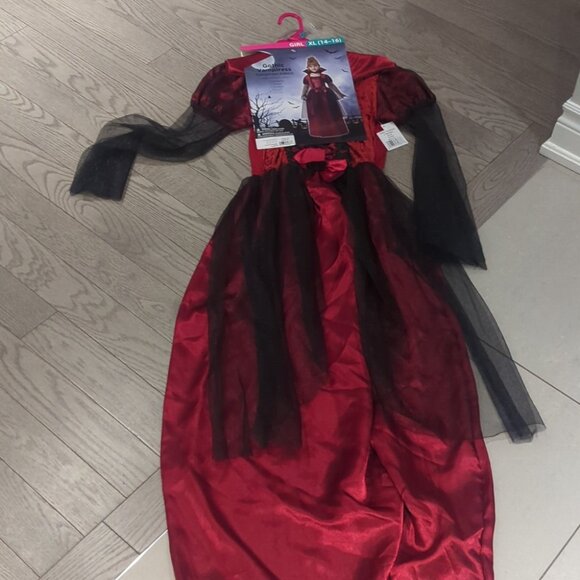 Teen Gothic Vampiress Kids Costume With Choker - Size XL 14-16 - Picture 4 of 7